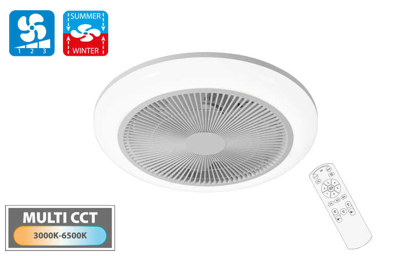 Plafoniera LED con Ventilatore IPN Brezion 450 mm 33W Luce Dimmerabile Multi-CCT Telecomando
