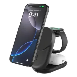 Belkin Qi2 Caricabatteria wireless magnetico pieghevole 3in1 con Qi2 da 25W Nero