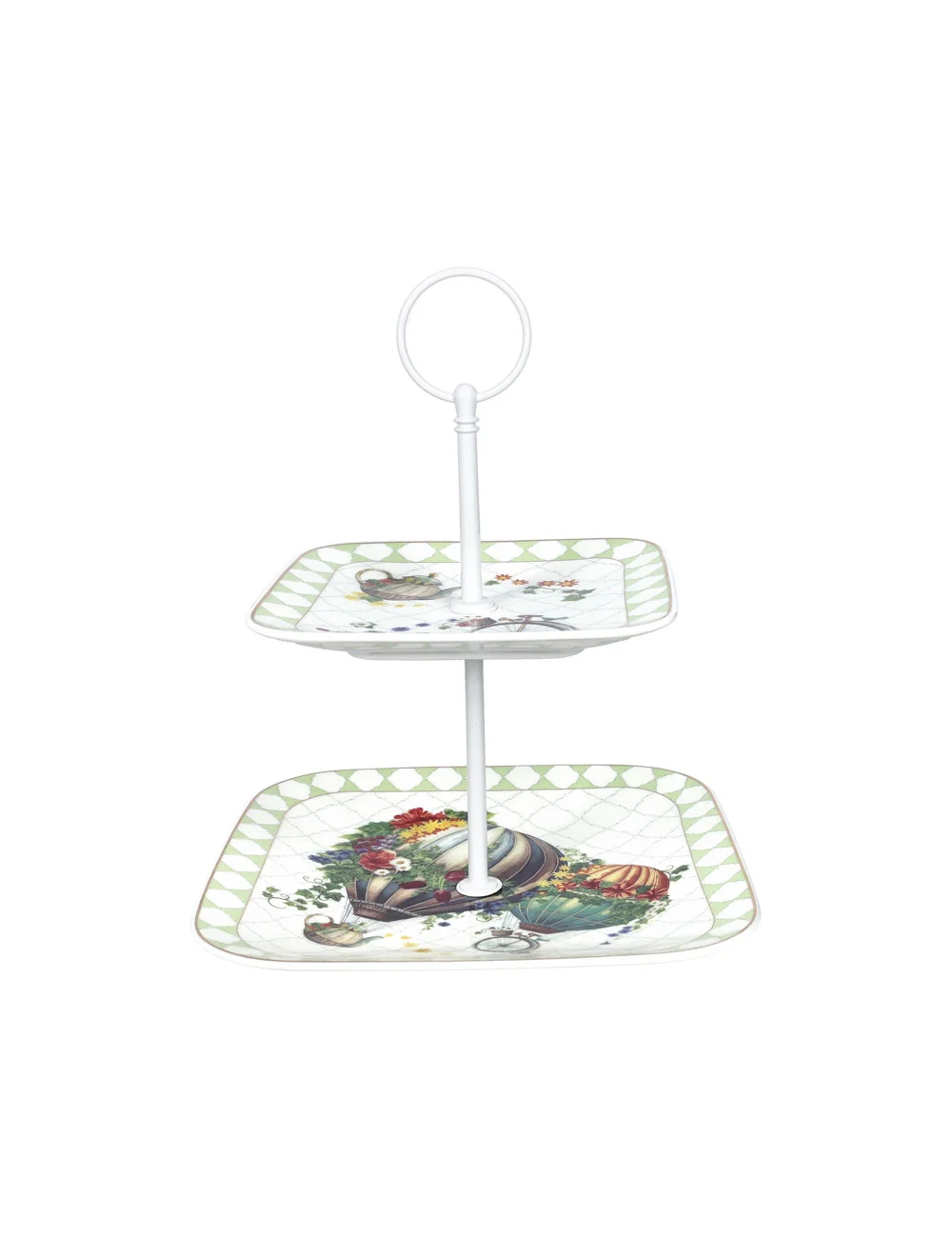 alzata wonderland porcellana c asta metal