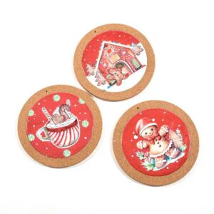 DECORAZIONE CERAMICA E SUGHERO D.20CM NATALE ASS.