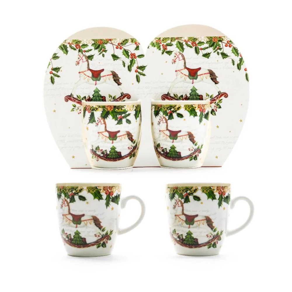 tazzine,caffè,porcellana,80ml,Natale,set 2,decorazioni natalizie