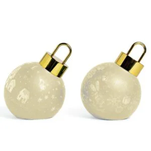 PALLA DI NATALE ORO IN VETRO CON LUCI D.12CM ASS