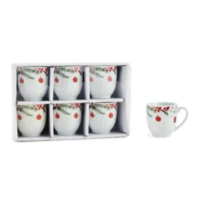 SET 6 TAZZINE DA CAFFE' IN PORCELLANA 80ML NATALE