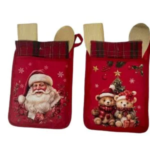 BORSA CON 2 MESTOLI BAMBOO E CANOVACCI NATALE ASS.
