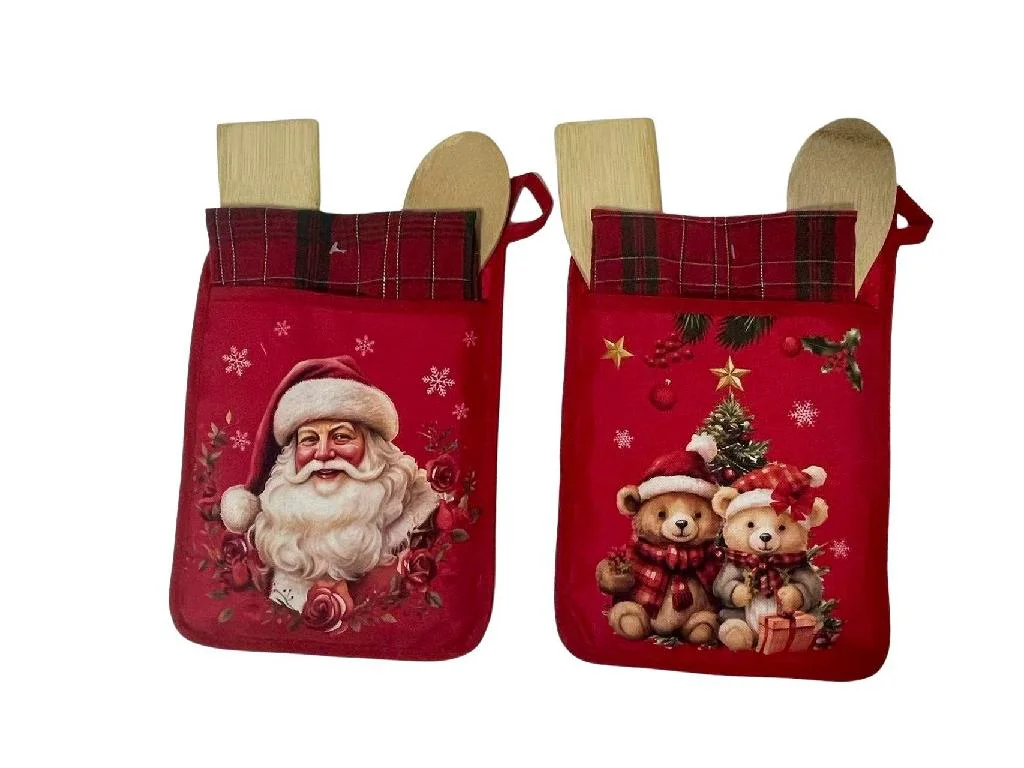 borsa regalo,mestoli bamboo,canovacci,Natale,cucina