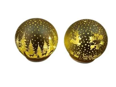 palla Natale,oro,vetro,rotante,luci,12cm,decorazione