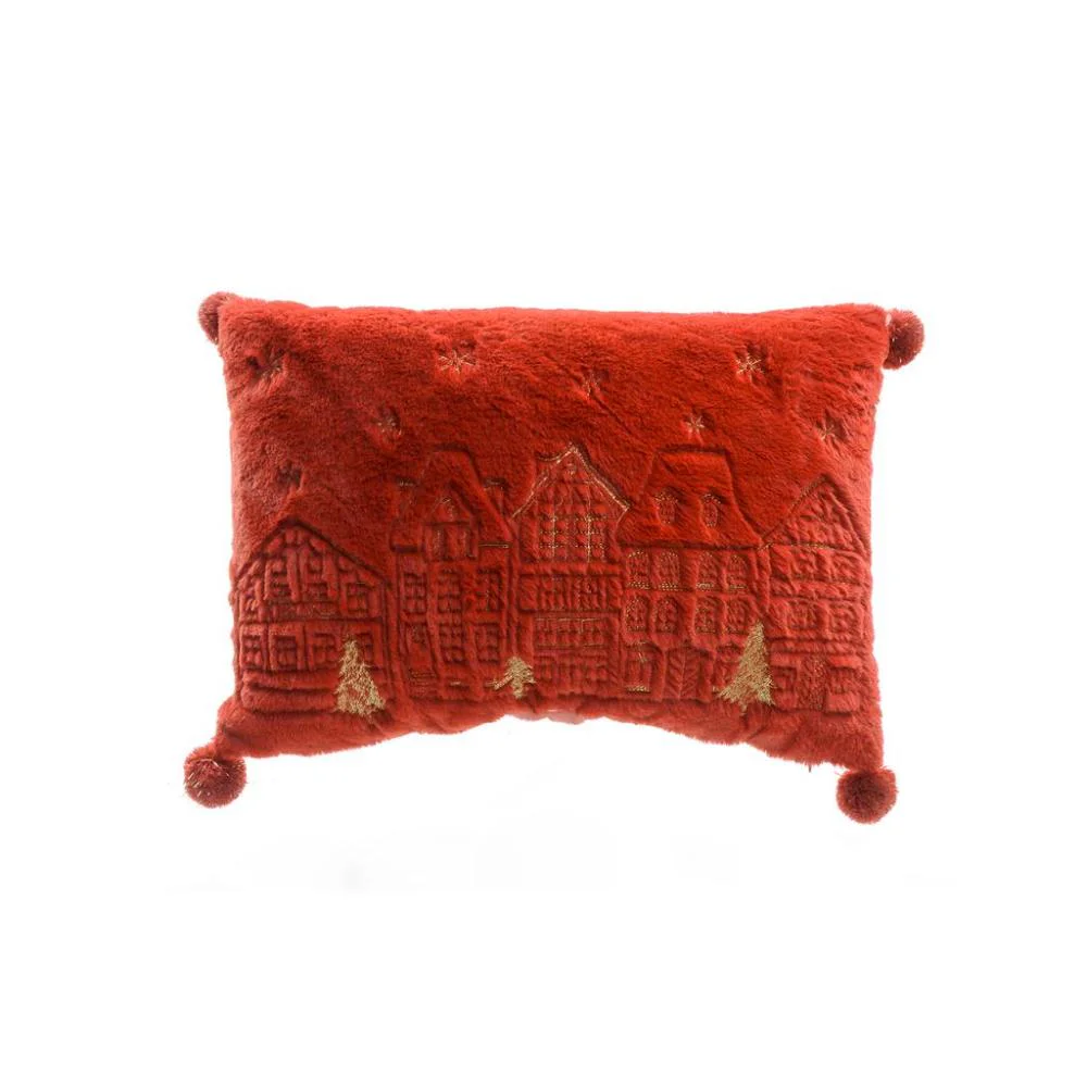 cuscino,poliestere,pon pon,35x50,decorativo,morbido