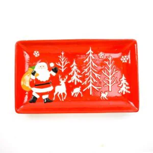 VASSOIO RETTANGOLARE CERAMICA ROSSO 32X19XH.3.5CM