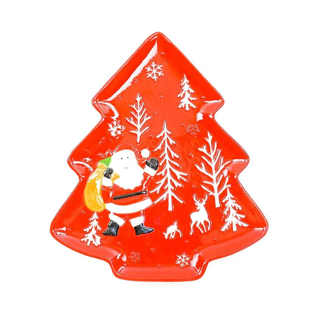 vassoio,ceramica,albero,rosso,natalizio,servizio tavola