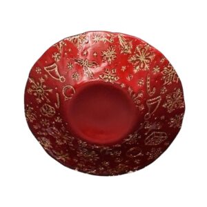 CENTROTAVOLA DECORATO ROSSO/ORO VETRO D.29,8XH.6CM