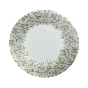 PIATTO TONDO DECORATO BIANCO/ORO IN VETRO D.33XH.6