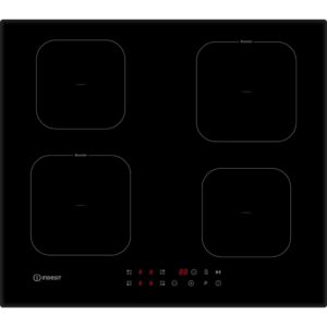Piano Cottura a Induzione Indesit IS F 18Q60 NE, 60 cm, 4 Zone di Cottura, Vetroceramica Nera, Comandi Frontali Touch Control
