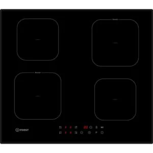 Piano Cottura a Induzione Indesit IS F 18Q60 NE, 60 cm, 4 Zone di Cottura, Vetroceramica Nera, Comandi Frontali Touch Control