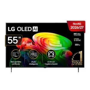 LG OLED AI 55'' Serie B6 OLED55B65LA, 4K, Nero perfetto, Dolby Vision, Processore α8 Gen3, 120Hz, G-Sync, SMART TV 2026