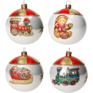 sfere natalizie brandani sfera dipinta a mano in vetro soffiato 4 soggetti assortiti d 10 cm