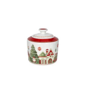 Zuccheriera Natalizia Villaggio in Festa BRANDANI in Porcellana New Bone China 10cm