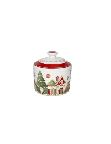 Zuccheriera Natalizia Villaggio in Festa BRANDANI in Porcellana New Bone China 10cm