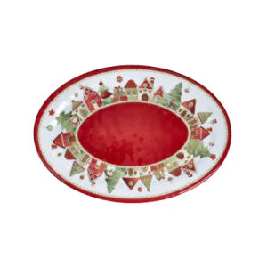 Vassoio Ovale Natalizio Villaggio in Festa BRANDANI in Melamina 35,5x25cm