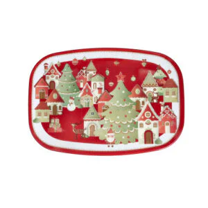 Vassoio Rettangolare Natalizio Villaggio in Festa BRANDANI in Melamina 40,5x28cm