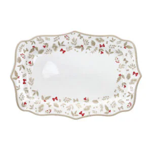 Vassoio Natalizio BRANDANI Treschic in Porcellana New Bone China 36x24cm