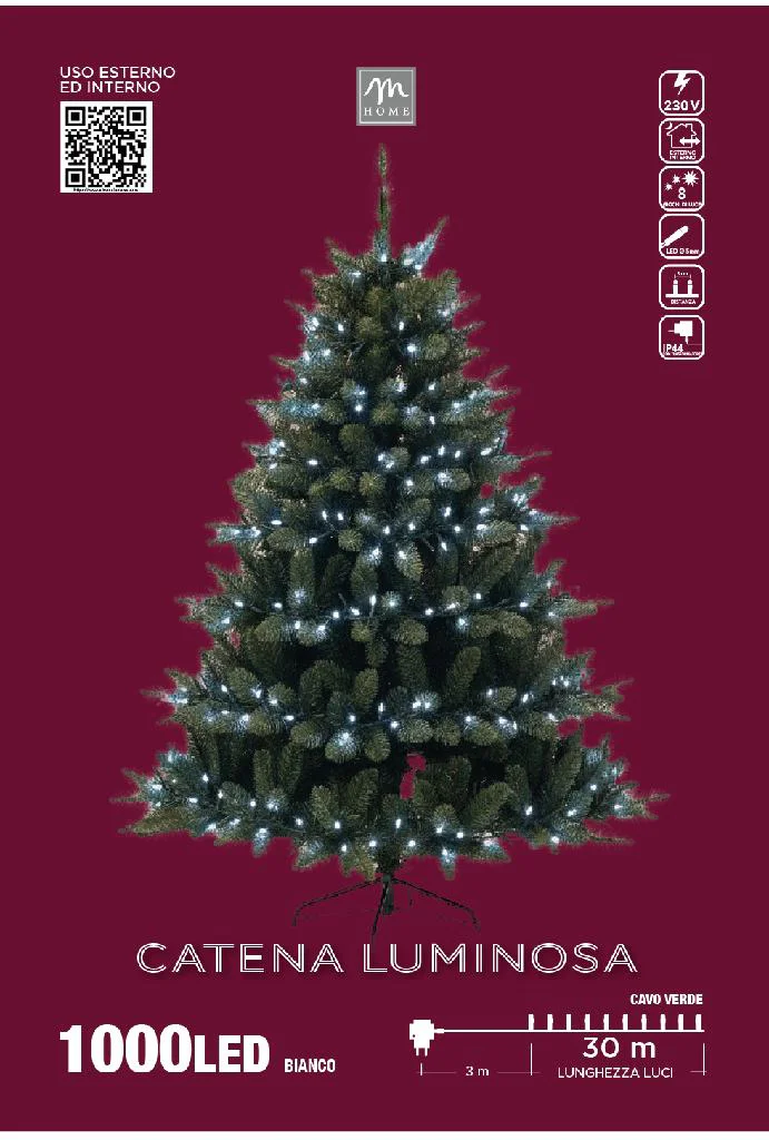 filo luminoso,1000 luci,bianco freddo,30 metri,Prime,filo verde,luci Natale,illuminazione natalizia
