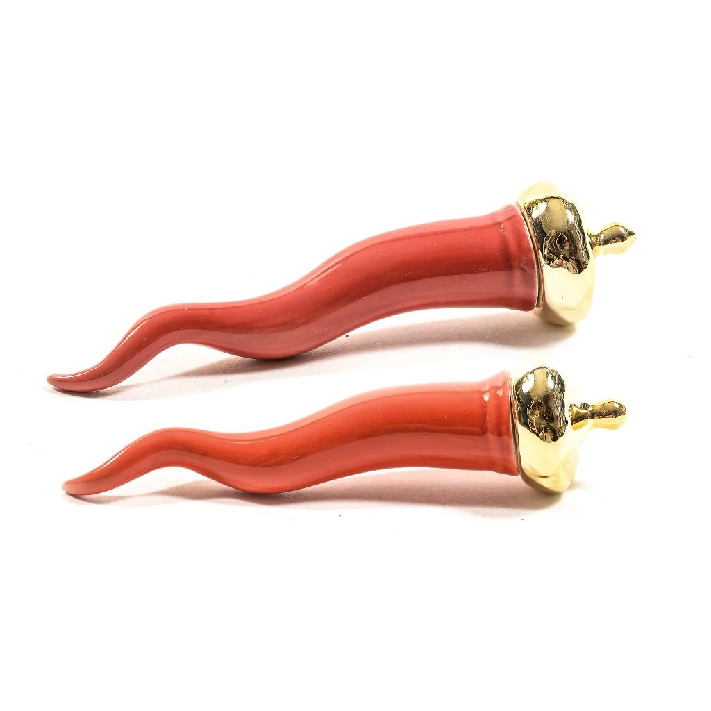 cornetto porcellana,rosso,16 cm,decorazione Natale,soprammobile,portafortuna,decorazione casa,idea regalo
