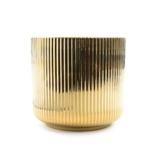 VASO CERAMICA A RIGHE VERTICALI ORO DIAM.18XH.18CM