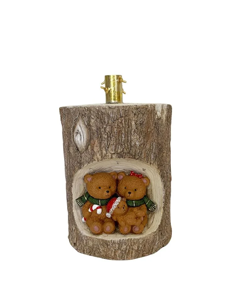 base albero Natale,decorazione Natale,orso,tronco,luci LED,poliresina,decorazione albero,addobbo natalizio,decorazione luminosa,Natale