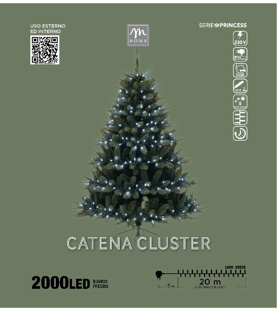filo luci Natale,2000 luci,minilucciole,bianco freddo,filo verde,luci natalizie,illuminazione Natale,decorazione albero