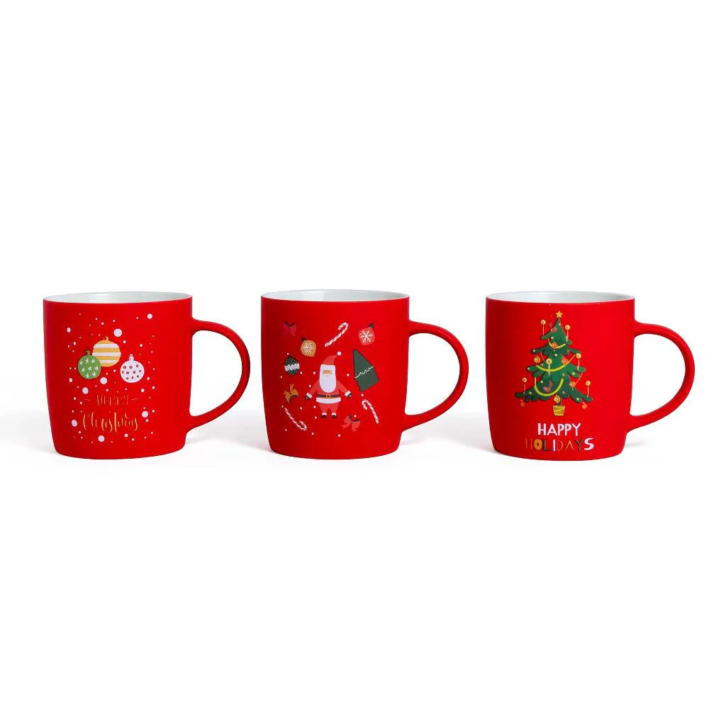 tazza Natale,tazza rossa,porcellana,floccata,390 ml,mug Natale,tazza natalizia,idea regalo