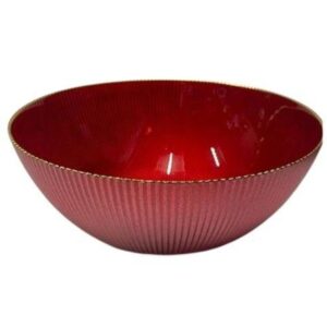 INSALATIERA ROSSO/ORO IN VETRO  D.28CM