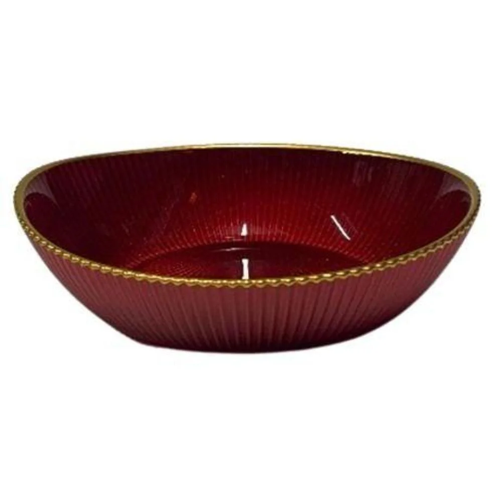 ciotola Natale,vetro,rosso oro,ciotola ovale,decorazione tavola,accessori cucina,tavola Natale,decorazione natalizia