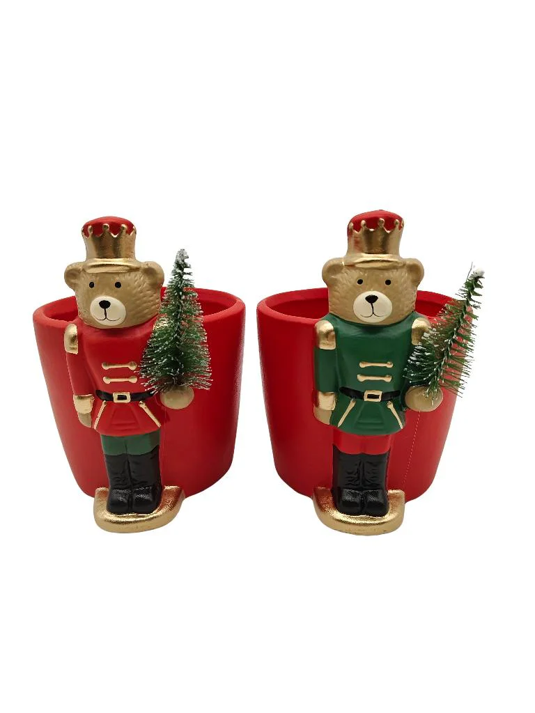 vaso orsetto,ceramica,orso,decorazione Natale,vaso decorativo,soprammobile,addobbo casa