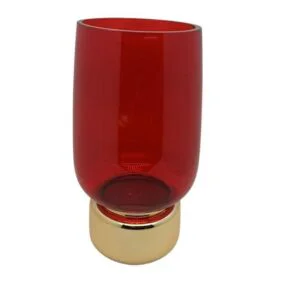 VASO BASE ORO ROSSO IN VETRO D.16XH.29CM