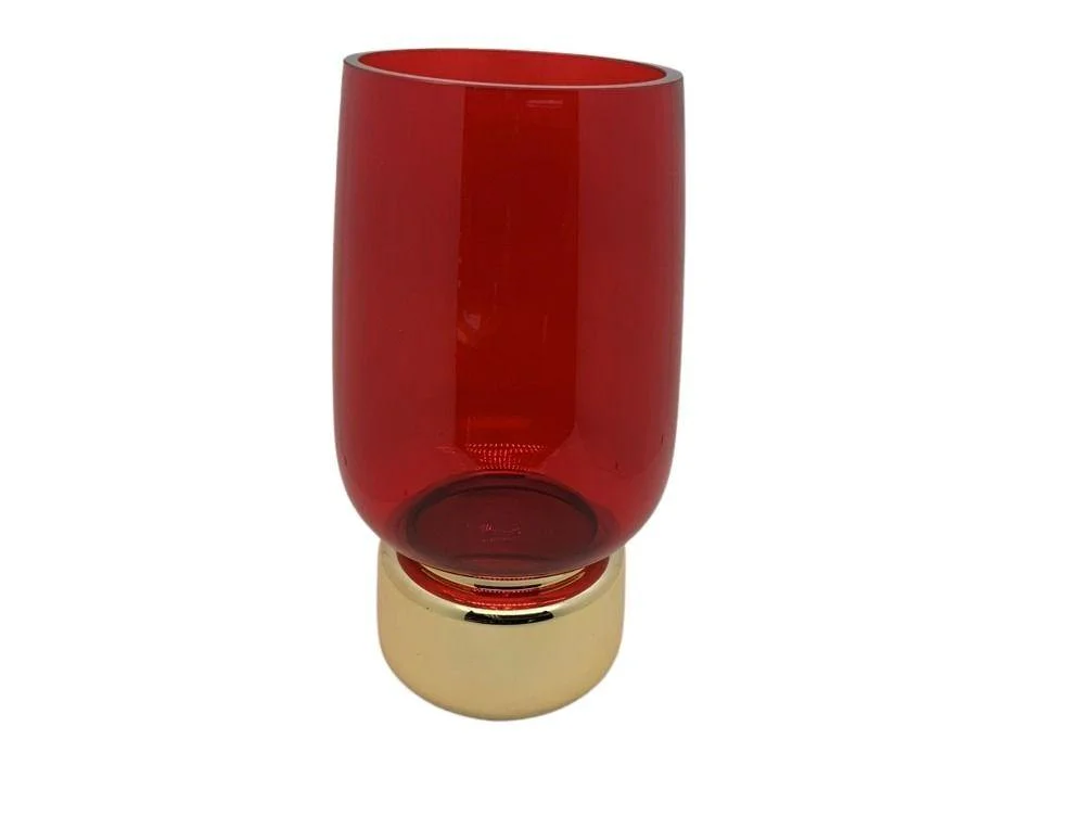 vaso Natale,vaso vetro,oro,rosso,decorazione natalizia,vaso decorativo,addobbo casa,centrotavola,Natale