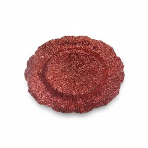 SOTTOPIATTO DECORATO FOGLIA ROSSO LUCIDO D.33CM