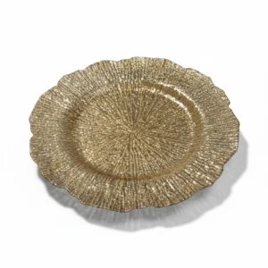 SOTTOPIATTO DECORATO FOGLIA ORO LUCIDO D.33CM