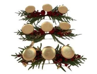 portacandela,3 fuochi,bacche,melograni,decorazione Natale,centrotavola,portacandele natalizio,addobbo tavola