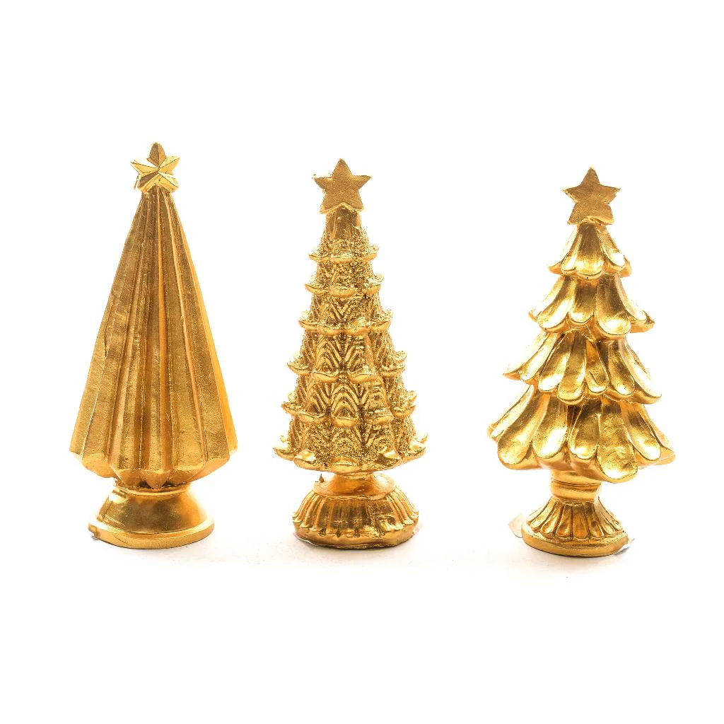 albero Natale,oro,resina,10 cm,mini albero,decorazione tavola,soprammobile,addobbo natalizio