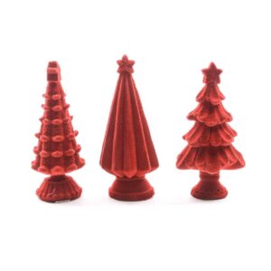 ALBERO NATALE ROSSO FLOCCATO IN RESINA 4X4X10CM