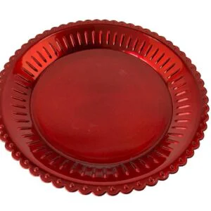 VASSOIO TONDO LUCIDO ROSSO PLASTICA  D.32,5XH.3,CM