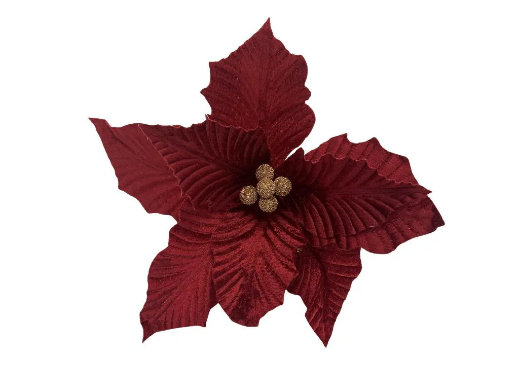 stella Natale,fiore Natale,bordeaux,poliestere,55 cm,decorazione floreale,addobbo natalizio,composizione Natale