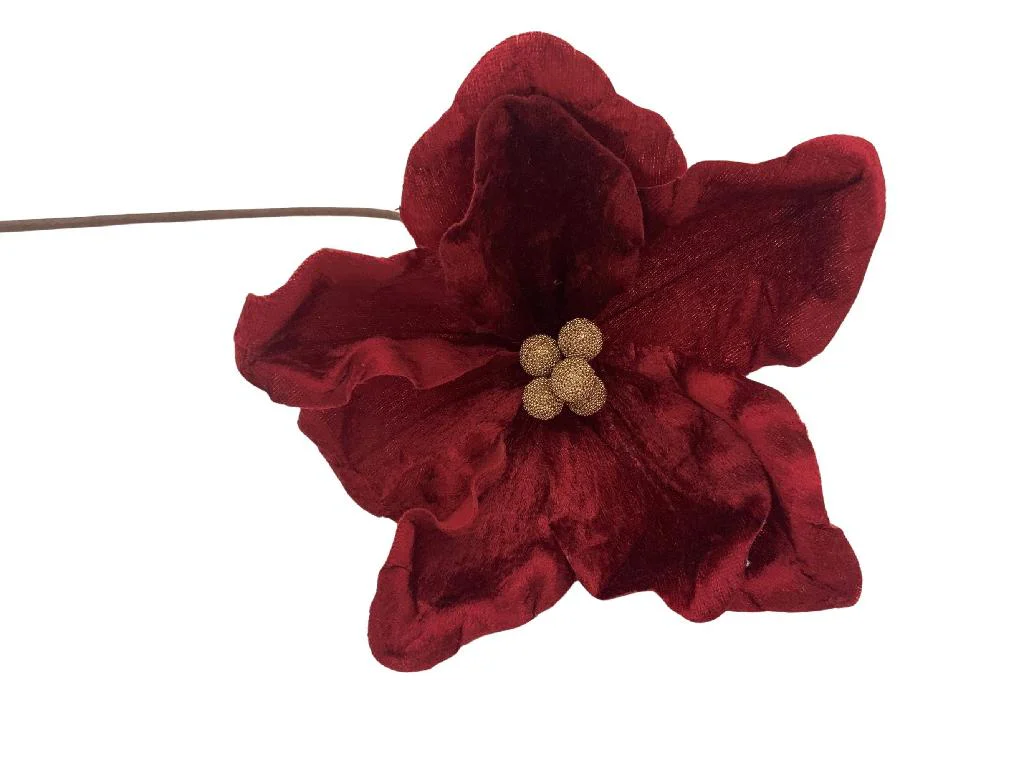 magnolia Natale,fiore bordeaux,poliestere,60 cm,decorazione floreale,fiore artificiale,addobbo natalizio