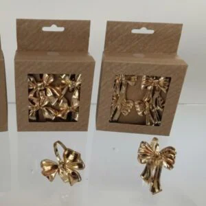 SET 4 PORTATOVAGLIOLI NATALIZI IN METALLO FIOCCO O