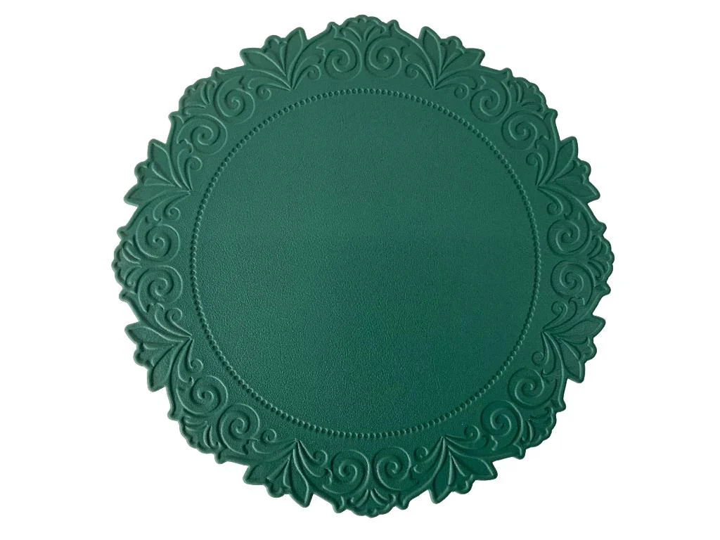 tovaglietta Natale,verde,PVC,rotonda,38 cm,bordo decorato,tovaglietta tavola,decorazione natalizia