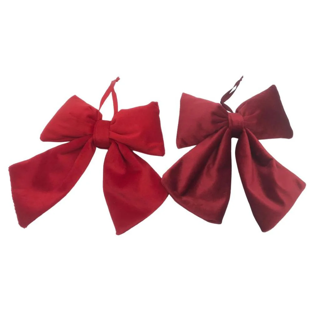 fiocco Natale,velluto,tessuto,rosso,16x18 cm,decorazione albero,addobbo natalizio,fiocco decorativo