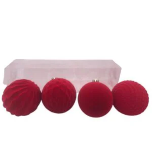 SET PALLE 4PZ VELLUTATE D.12CM ROSSE PLAST. ASS.