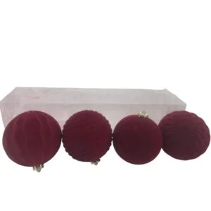 SET PALLE 4PZ VELLUTATE D.12CM BORDEAUX PL. ASS.