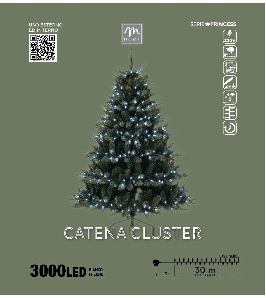filo luci Natale,3000 luci,minilucciole,bianco freddo,filo verde,luci natalizie,illuminazione Natale,decorazione albero,luci decorative