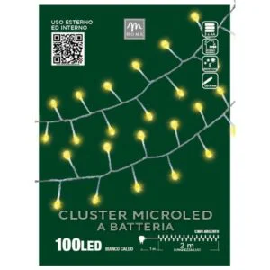FILO 100 MICROLED BIANCO CALDO FLASH 2.5MT BATTERI